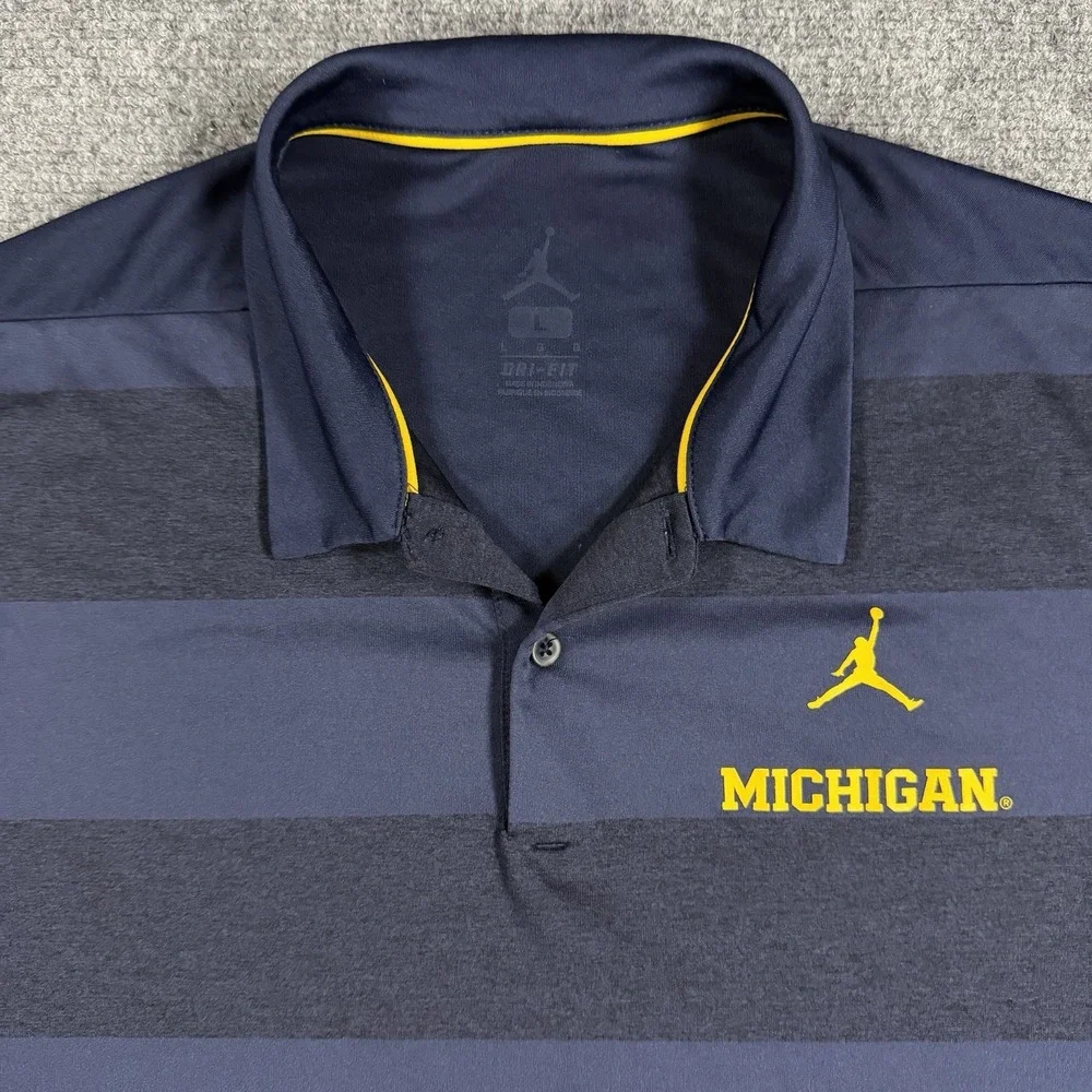Jordan Michigan Wolverines Polo Shirt Mens Large Dri Fit Performance Game Day